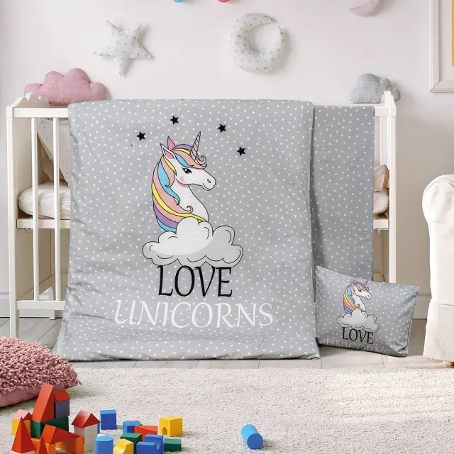 Σετ Σεντόνια Κούνιας 120x160 Beauty Home Fable 5188 Γκρι 100% βαμβακερόΧωρίς Λάστιχο