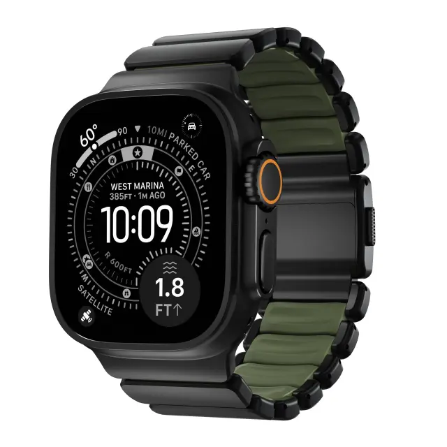Nomad Stratos Band Black Titanium Forest Green FKM AW 45/46/49mm 2