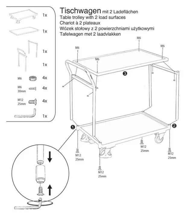 Variofit sw-600.500 Τρόλεϊ Μεταφοράς 2 Επιπέδων για Φορτίο Βάρους ως 250kg 2