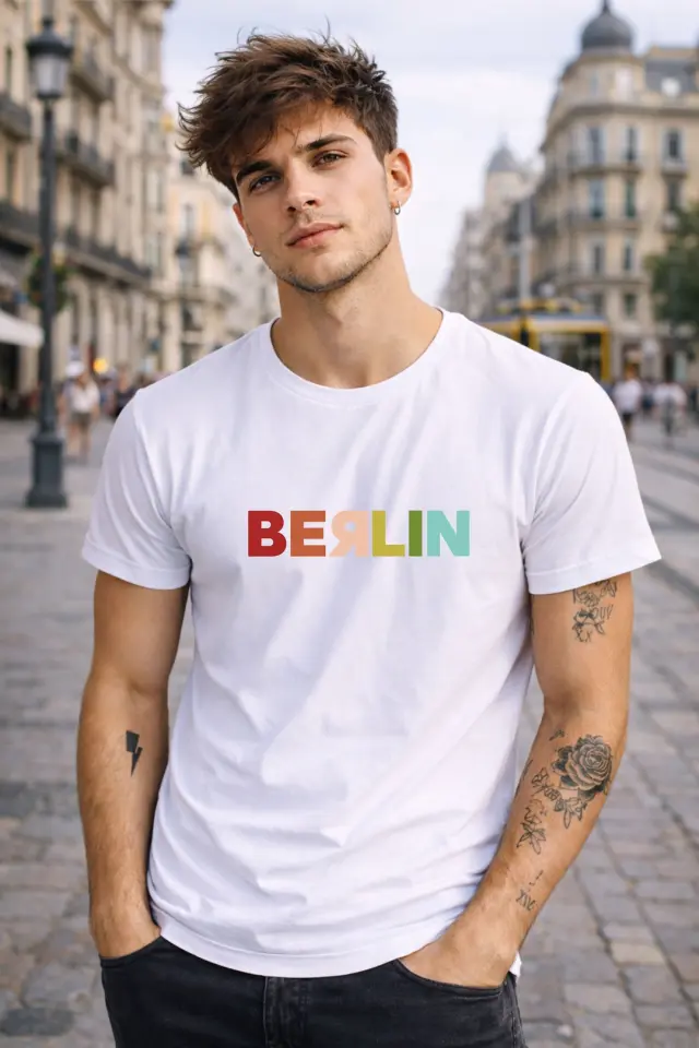 T-shirt Noshame® Λευκό με τύπωμα Berlin - 122359 - XXL
