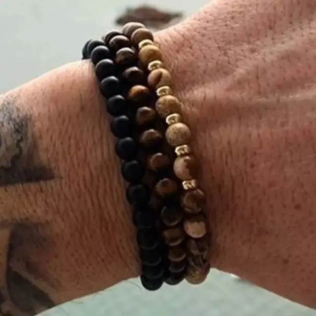 Tiger Eye Διπλό Ελαστικό Βραχιόλι με Πέτρες 3