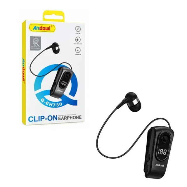 Andowl Ασύρματο Bluetooth Ακουστικό Clip-On με Δόνηση Q-EH730 - Wireless Bluetooth Clip-On Earphone 0751252
