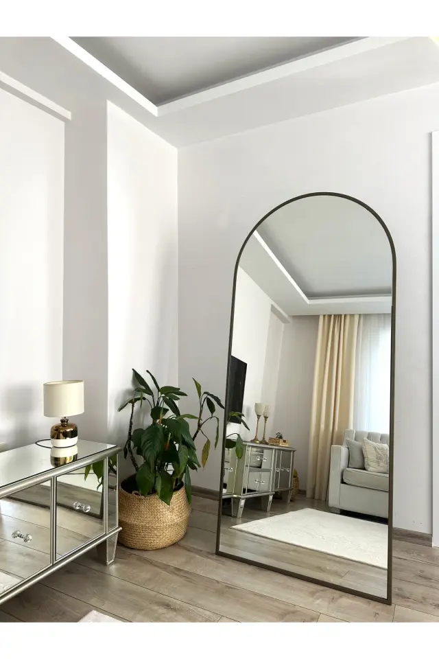 Stewehome Οβάλ καθρέφτης δαπέδου με μεταλλικό πλαίσιο Πολύχρωμο 180x80 cm
