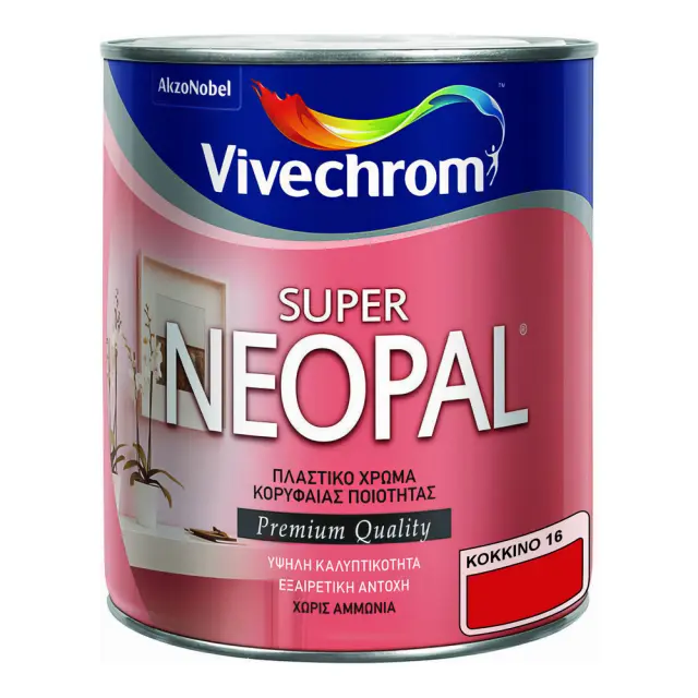 Πλαστικό Χρώμα για Εσωτερική Χρήση 750ml Vivechrom Super Neopal Νο16 Κόκκινο