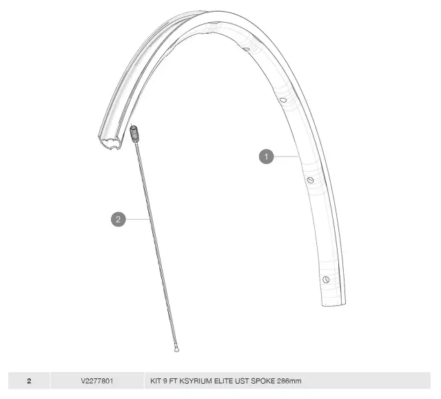 ΑΚΤΙΝΕΣ MAVIC KSYRIUM ELITE UST EXTRA FLAT 301mm NON DRIVE SIDE