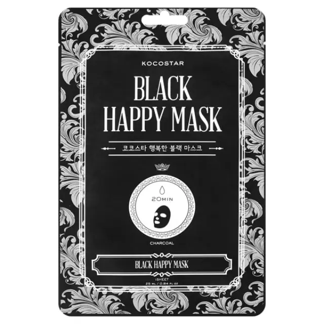 Kocostar | Black Happy Mask Μάσκα Καθαρισμού Προσώπου με Άνθρακα | 1τεμ