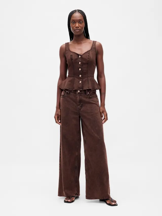 Mid Rise UltraSoft Baggy Τζιν Παντελόνι Dark brown