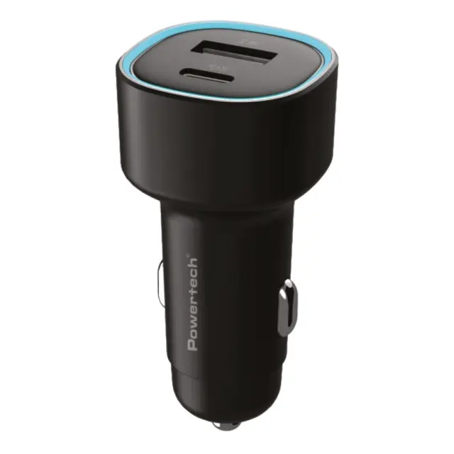 POWERTECH φορτιστής αυτοκινήτου PT-1539, USB + USB-C, 85W, μαύρος