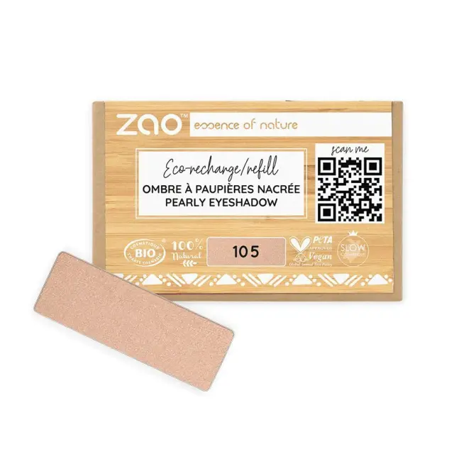 Zao Organic Eyeshadow Rectangle Pearly Refill - Βιολογική Pearly Σκιά Ματιών (Ανταλλακτικό) - Zao 105 Golden sand