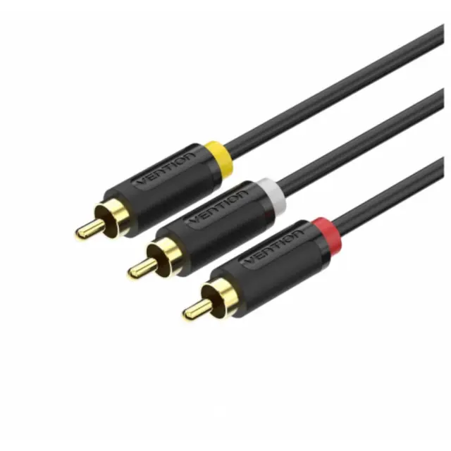 VENTION 3RCA Male to Male AV Cable 2M Black (BCABH) (VENBCABH)