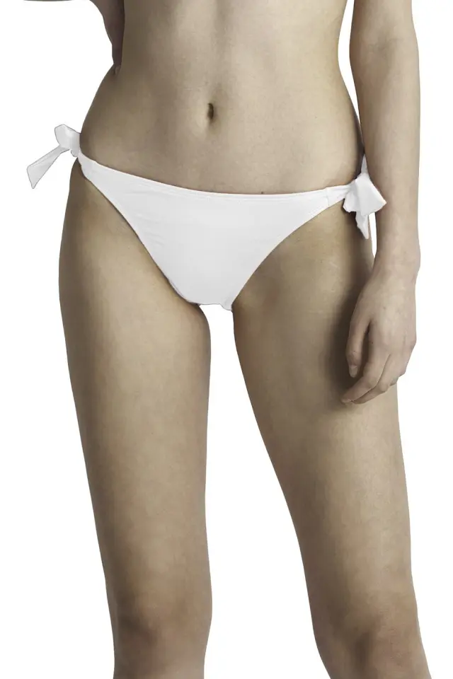 Bikini slip με κορδονάκια λευκό 3