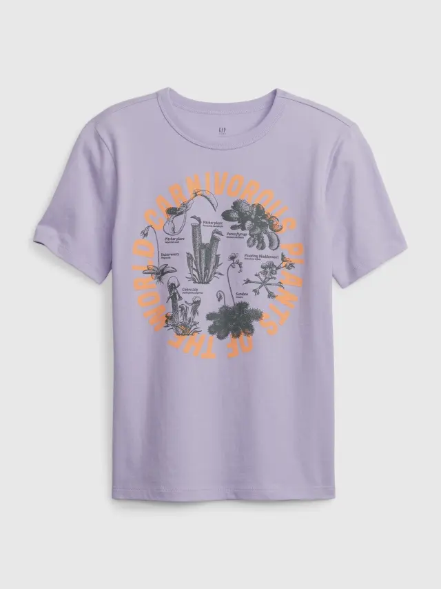 Μωβ Παιδική 100% Οργανικό Βαμβάκι Graphic Μπλούζα PURPLE LOTUS - M