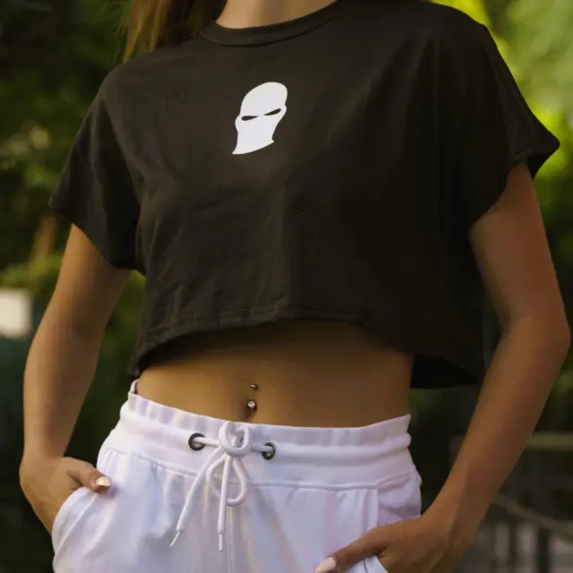 Ghetto Mask Women’s Crop Top T-Shirt | Streetwear Crop Black