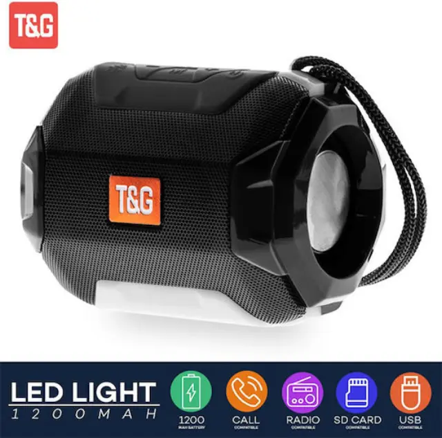 T&G TG-162 Ηχείο Bluetooth 5W με Ραδιόφωνο και Διάρκεια Μπαταρίας έως 3 ώρες Μαύρο 3