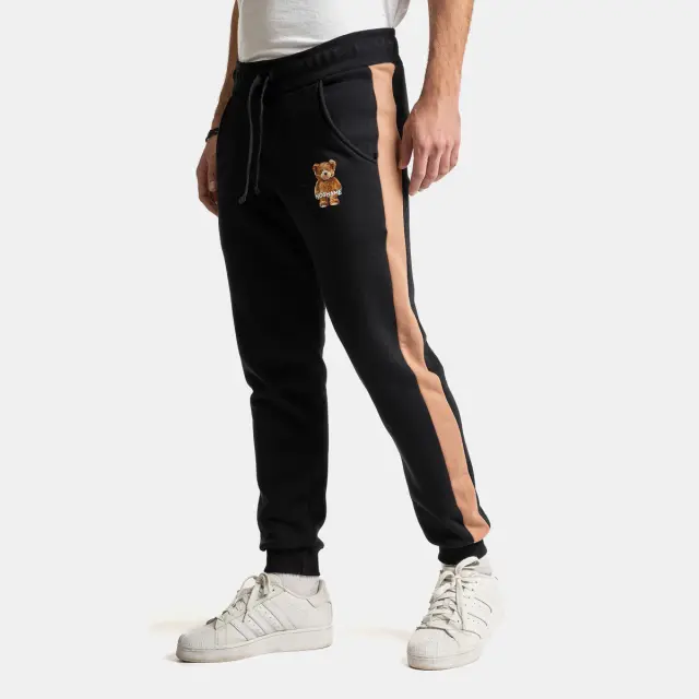 Φόρμα Noshame® μαύρη με τύπωμα και μπεζ λωρίδα - 612505 - XL