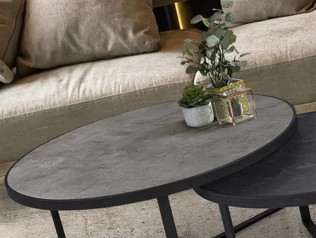 Naira 719218 set τραπέζια γκρι μαύρο Ø91x41cm Γκρί Σκούρο Γκρί 3