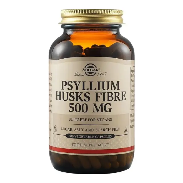 Solgar | Psyllium Husks Fibre 500mg | Συμπλήρωμα Διατροφής για την Καλή Λειτουργία του Εντέρου | 200caps