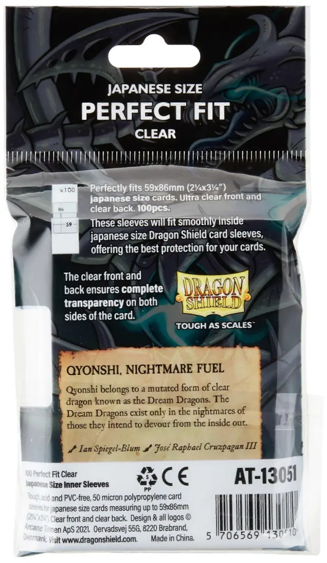 Dragon Shield Japanese Size Perfect Fit Inner Sleeves - Clear Qyonshi (100 Sleeves) 2