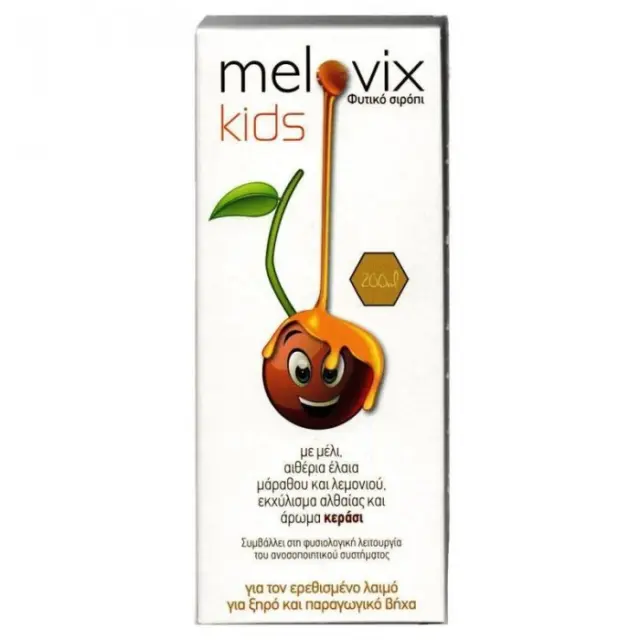 SJA Pharm Melovix Kids Παιδικό Φυτικό Σιρόπι για Ερεθισμένο Λαιμό, Ξηρό & Παραγωγικό Βήχα, 200ml