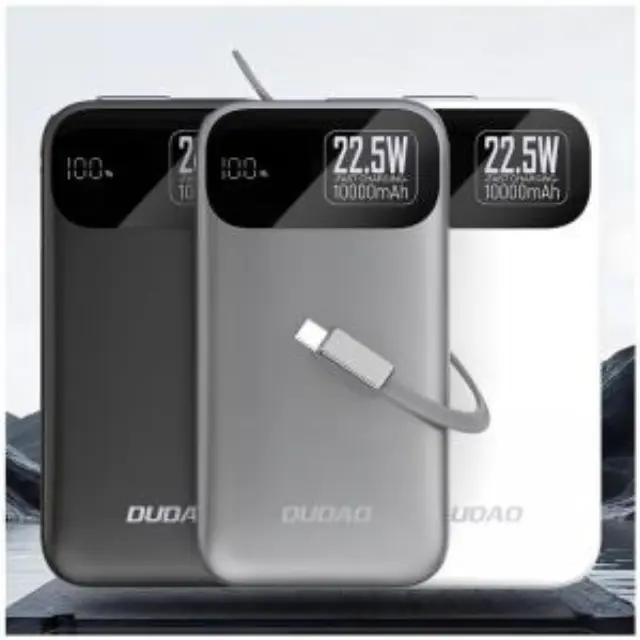 Φορτιστής Ανάγκης Dudao K31 22.5W 10000mAh PD QC με Ενσωματωμένο Retractable Καλώδιο Γκρι N71363 2
