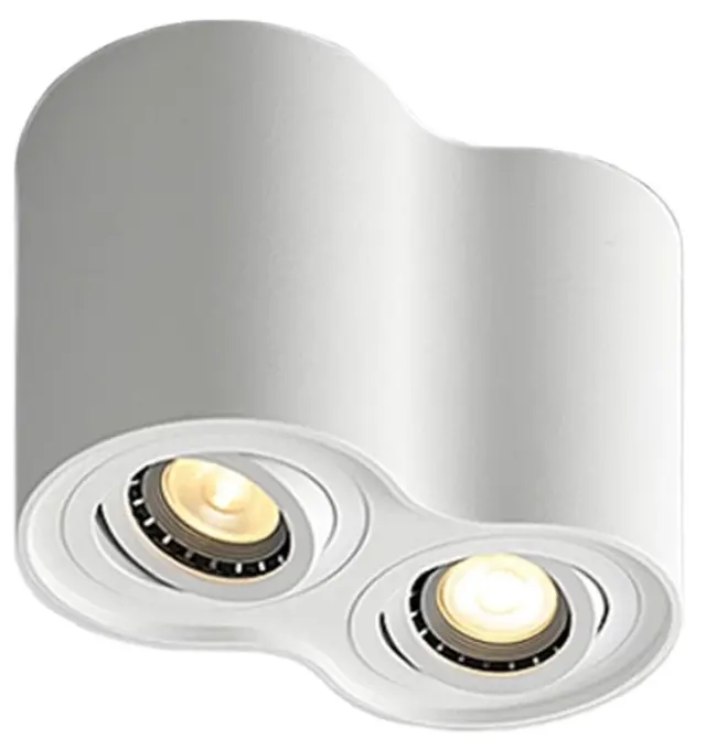 Avide Φωτιστικό Οροφής GU10 Spot Light Στρογγυλό Λευκό Περιστρεφόμενο Διπλό 15.001.1975