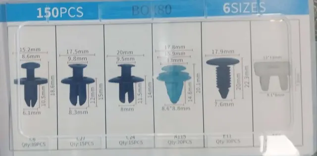 Κασετίνα clips αυτοκινήτου 150τμχ BOX80 σε 6 διαφορετικά σχέδια