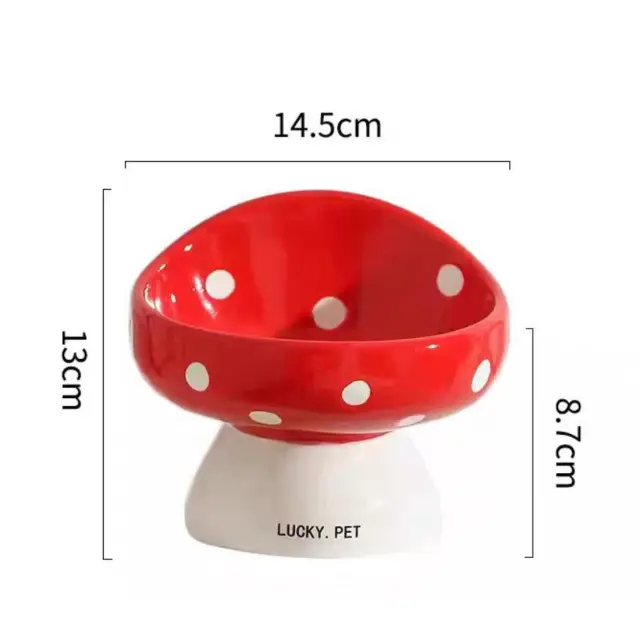 Υπερυψωμένο Κεραμικό Μπολ Μανιτάρι - 13x14.5cm / 200ml, ΚΟΚΚΙΝΟ