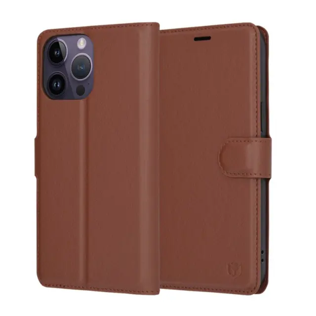 Techsuit® Leather Folio Θήκη για iPhone 14 Pro Max- Brown.