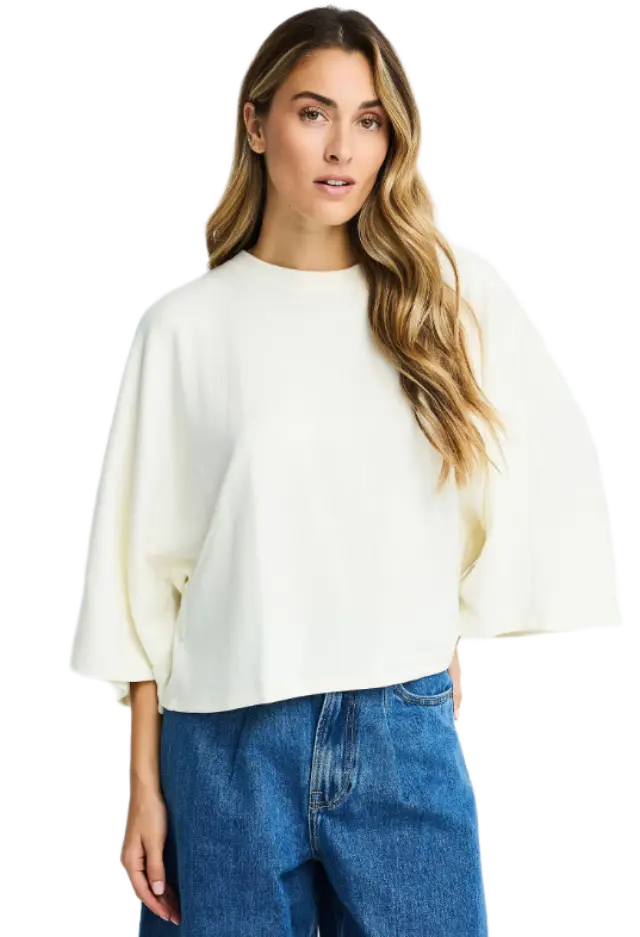 FunkyBuddha γυναικεία cropped μπλούζα με φαρδιά μανίκια FBL014-104-17-2