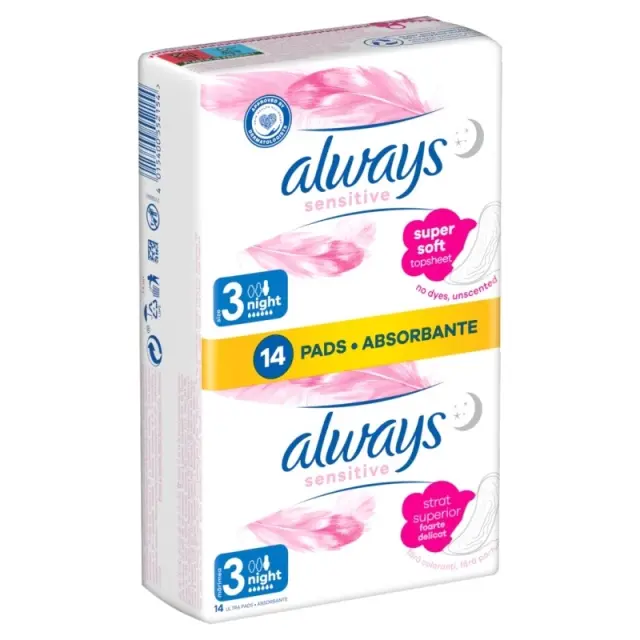 Always Sensitive Night Σερβιέτες με Φτερά Μέγεθος 3 14τμχ
