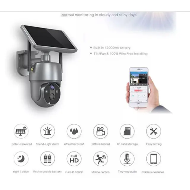 Andowl IP Κάμερα Παρακολούθησης Wi-Fi 1080p Full HD Αδιάβροχη Μπαταρίας με Αμφίδρομη Επικοινωνία Ασημί Q-SX01 3
