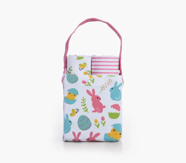 Nef-Nef Homeware Τσαντάκι Με Ποτηρόπανο Σετ 2 τεμ. Easter Eggs 40x70 Μπλε