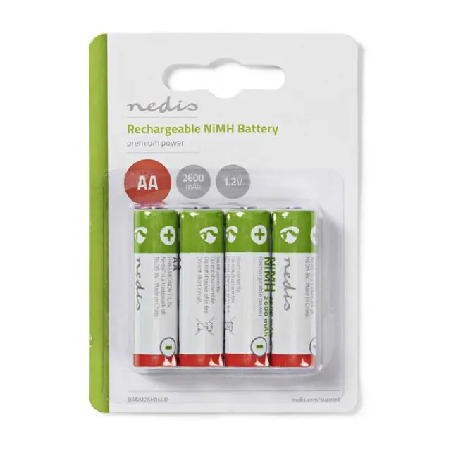 Επαναφορτιζόμενες μπαταρίες ΑΑ Νi-MH 2600 mAh 1.2V Ready to use, σε blister 4 μπαταριών.