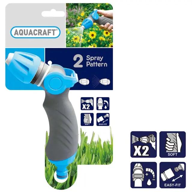 Aquacraft Πιστόλι Νερού με Εργονομική Λαβή Ρύθμιση 2 Ψεκασμών Πλαστική Σύνδεση 2