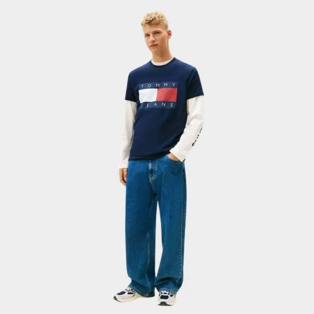 Tommy Hilfiger - Ανδρικό T-Shirt Flag Badge Jersey Regular Fit DM0DM22645-C1G Μπλε Σκούρο - 2XL 2