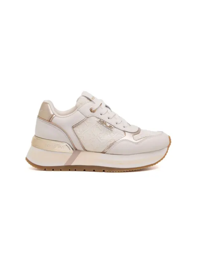 Replay MENNET ALLOVER 2 Γυναικεία Flatforms Sneakers Offwhite Platinum GWSA5.000.C0012T-2256 3