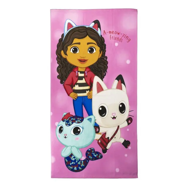Παιδική Πετσέτα Θαλάσσης Gabby s Dollhouse 140x70cm Ροζ
