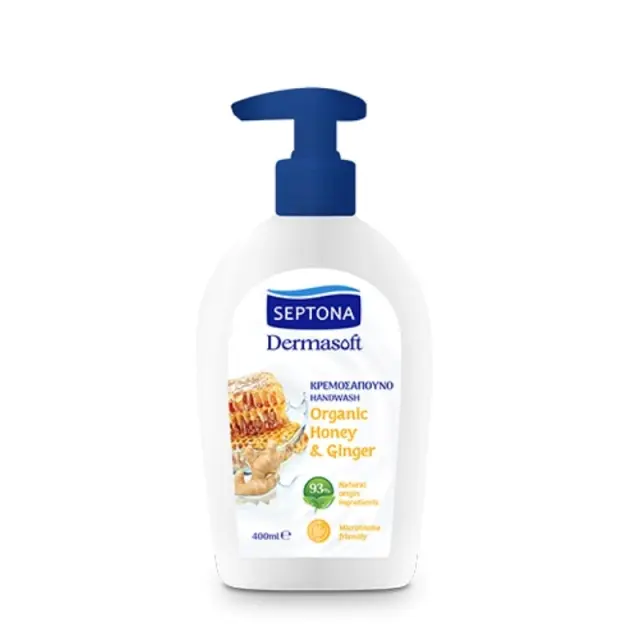 Septona Dermasoft Organic Honey & Ginger Handwash Κρεμοσάπουνο Αντλίας με Οργανικό Μέλι & Τζίντζερ, 400ml