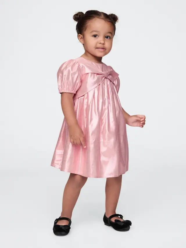 Ροζ babyGap Metallic Bow Φόρεμα Primitive pink