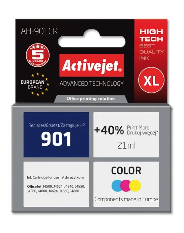 Activejet AH-901CR Ink (replacement for HP 901 CC656AE Premium 21 ml colour)