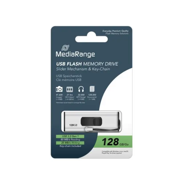 MediaRange USB 3.0 Flash Drive 128GB (MR918) MR SSD & USB FLASH DRIVES & MEMORY CARDS
