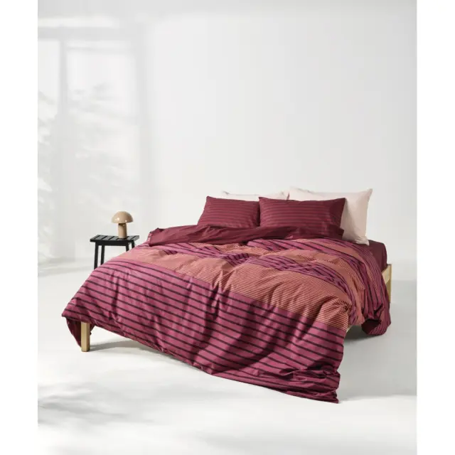Σετ Παπλωματοθήκη Υπέρδιπλη 3 Τεμαχίων Kentia Esra 17 Burgundy-Dark Red-Orange 225x245