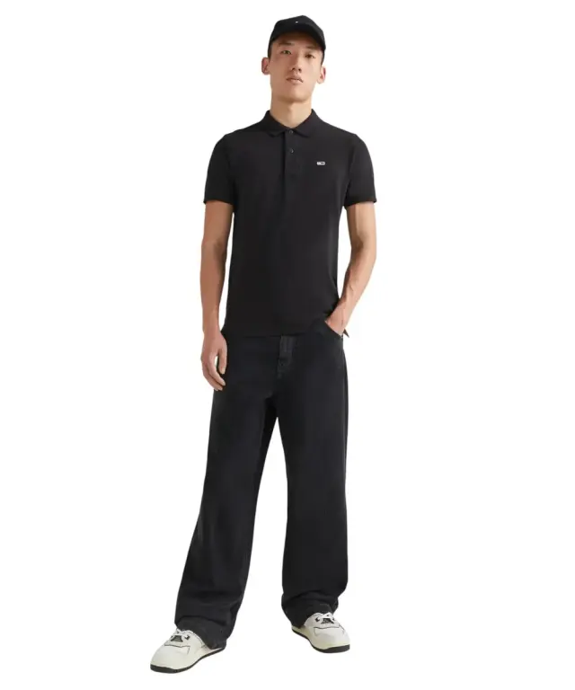 Tommy Hilfiger - Ανδρικό Κοντομάνικο Polo Placket Slim Fit DM0DM15370-BDS Μαύρο 3