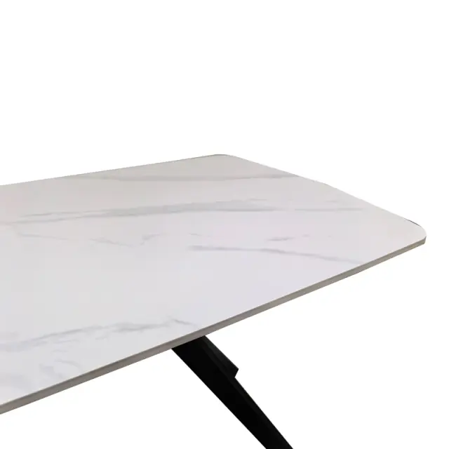Τραπέζι Ezali pakoworld sintered stone λευκή ματ όψη μαρμάρου με μαύρο μεταλλικό πόδι 180x90x75εκ 3