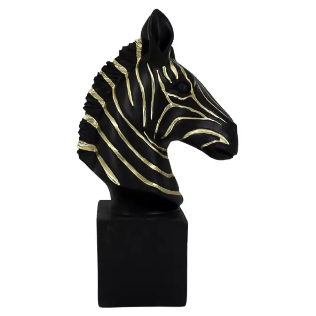 Zebra διακοσμητικό επιτραπέζιο μαύρο-χρυσό 12,2x22x40,5cm Fylliana 253-223-502