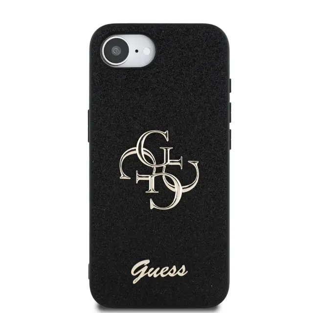 Guess PU Fixed Glitter 4G Metal Logo Case for iPhone 16e/17e Black 3
