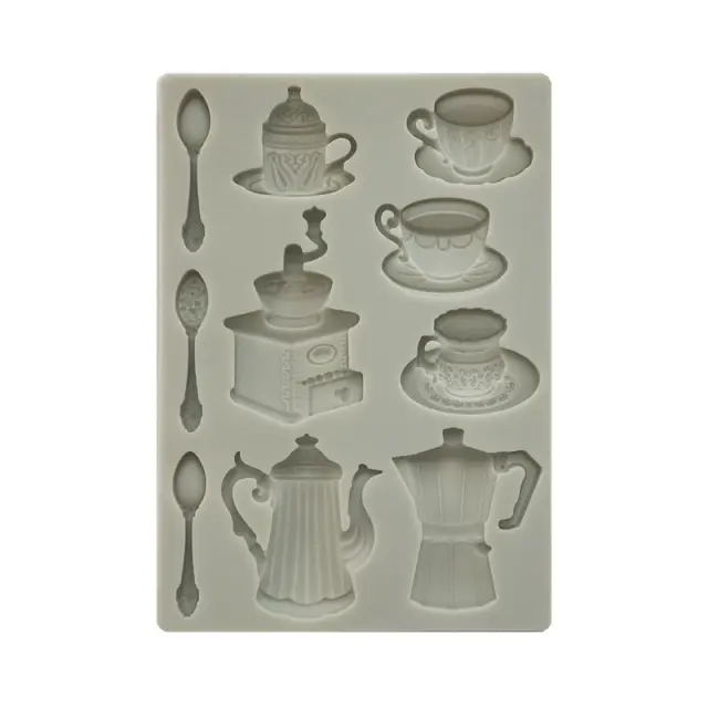 Καλούπι σιλικόνης A5, 15×21cm, Stamperia, Coffee and Chocolate, Coffee cups