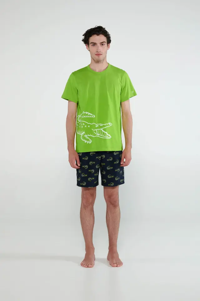 Uomo Di Vamp Ανδρική Καλοκαιρινή Πιτζάμα Crocodile Green Acid