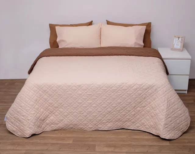 Κουβερλί 220Χ240 Υπέρδιπλο Microfiber Viopros 5100 Μπεζ-Καφέ
