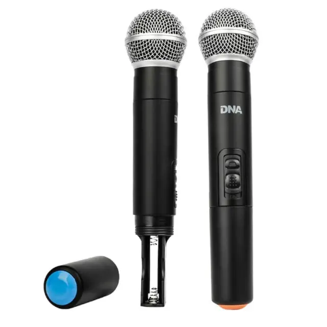 DNA KVM 2 wireless microphone 2x handheld transmitter UHF sound system 518-542 MHz 3